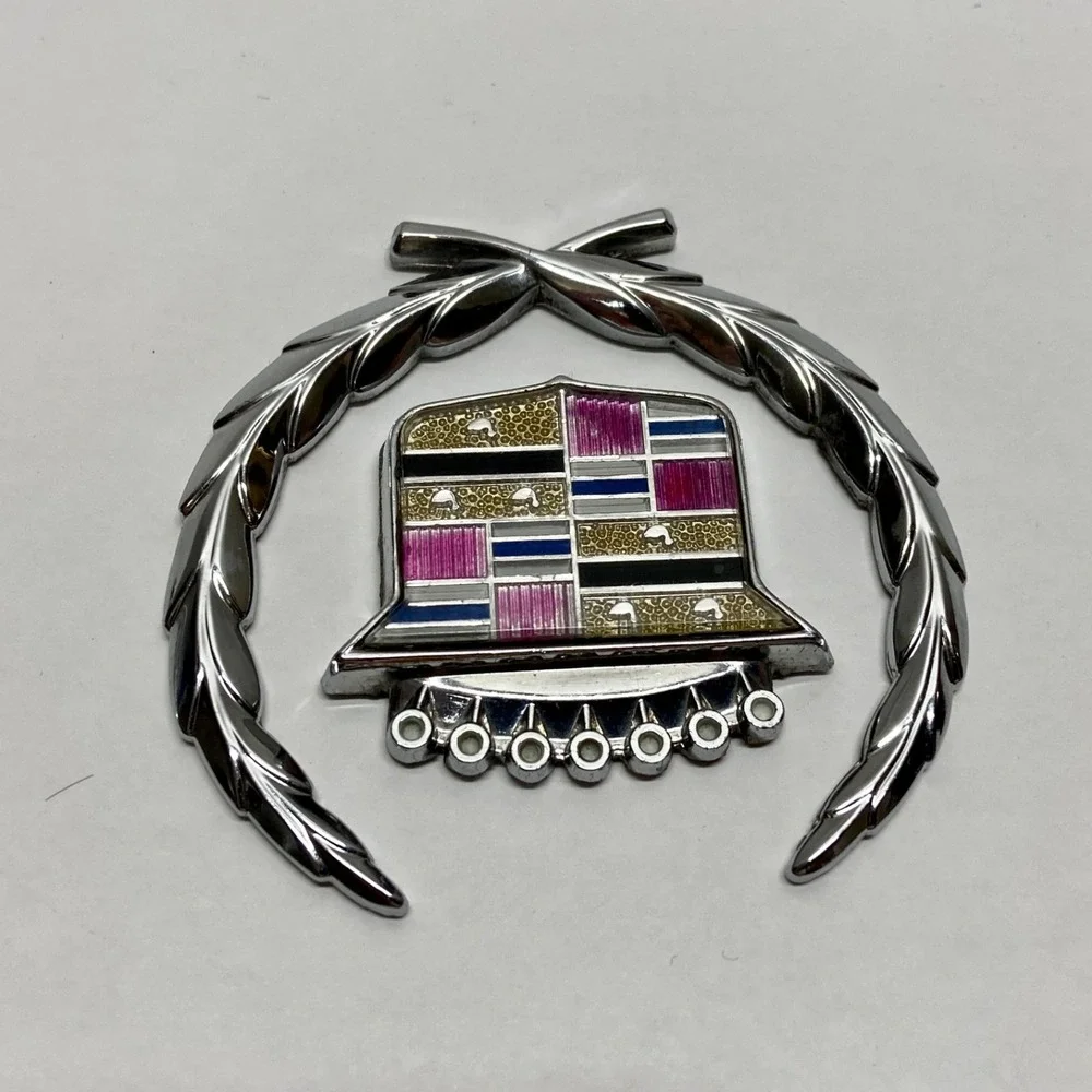 Cadillac Emblems 1970-89 OEM Deville Seville Eldorado Vintage GM Wreaths + Logos